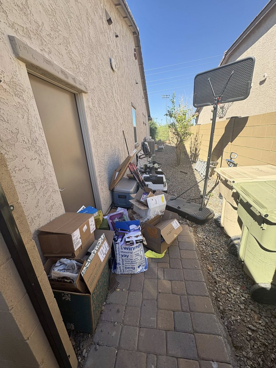 Side yard before junk removal
